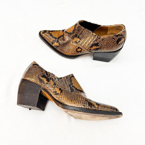 Chloe Rylee Python Embossed Leather Booties Shoes Size 41 Italy - Picture 5 of 5